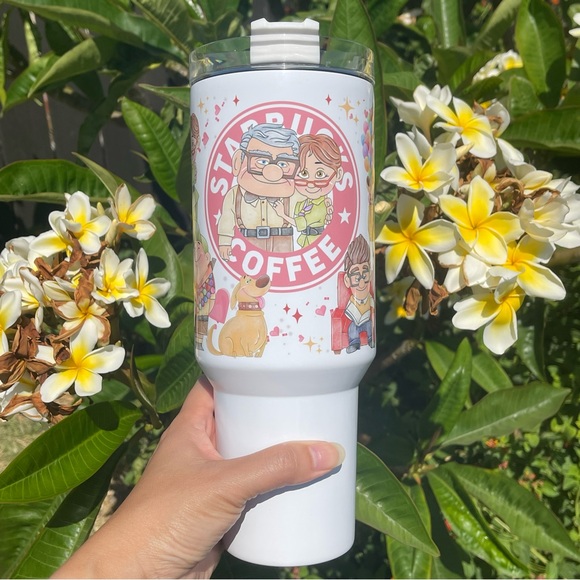 Custom 40 oz Tumbler Disney Carl and Ellie up 40 oz Double-wall vacuum - Picture 4 of 4